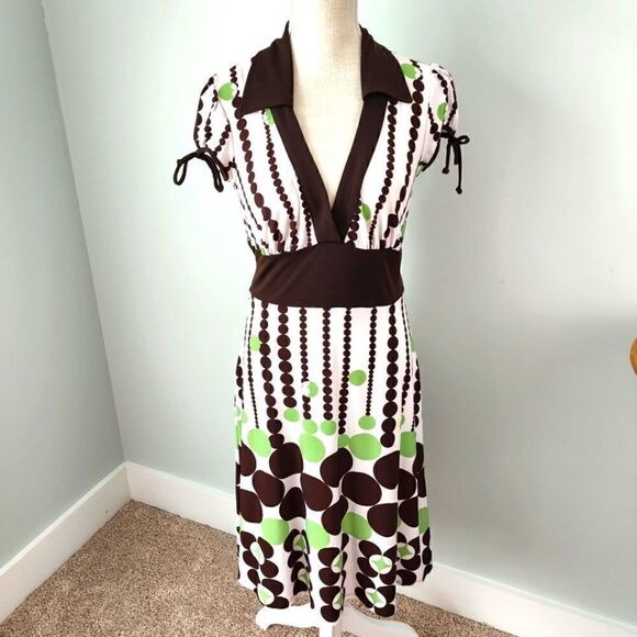 SPEECHLESS WOMEN'S POLKA DOT DEEP V NECK  RETRO DRESS SIZE SMALL - Picture 1 of 5